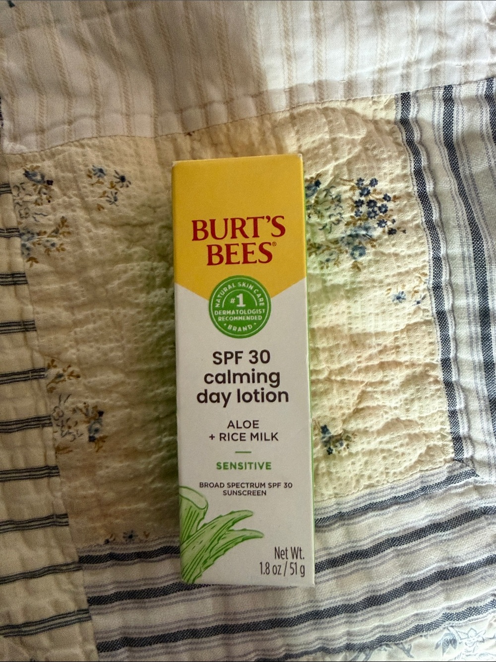 Burt's Bees Yellow and White SPF 30 Calming Day Lotion
